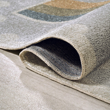 Minha Rainbow Dot Modern Machine-washable Area Rug